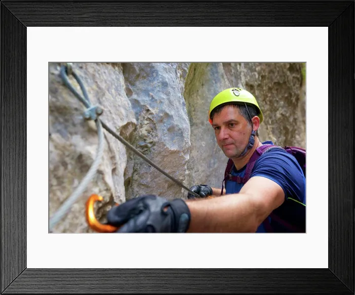 Framed Print : Climbing ferrata route, named as Estrechos de La Hoz, in Teruel, Aragon in Spain Framed Print : Climbing ferrata route, named as Estrechos de La Hoz, in Teruel, Aragon in Spain