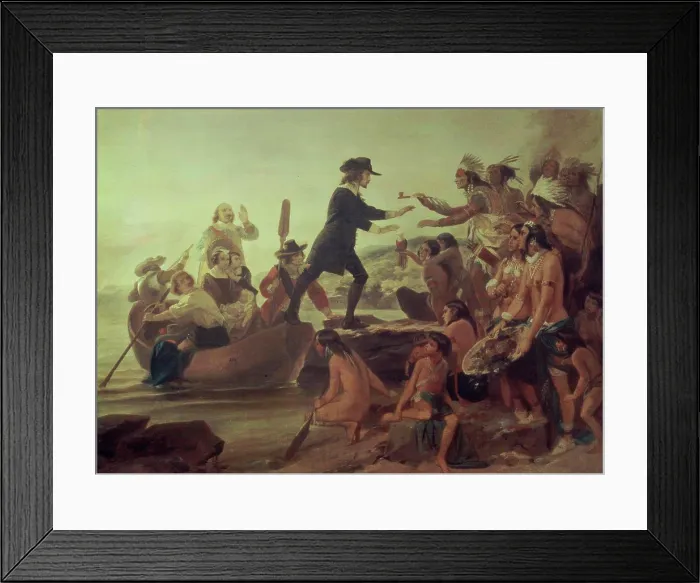 Framed Print : Landing of Roger Williams 1636 Alonzo Chappell (1828 -1887 American)