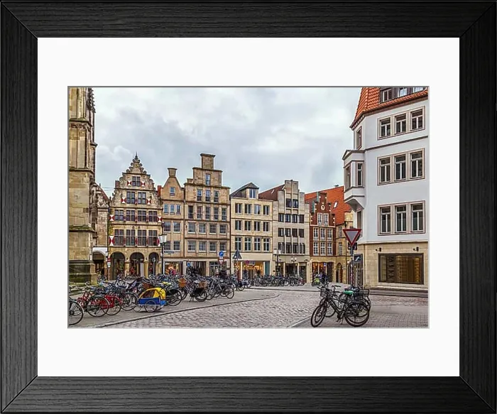 Framed Print : Prinzipalmarkt is historic street with buildings with picturesque pediments attached to one another in Munster Framed Print : Prinzipalmarkt is historic street with buildings with picturesque pediments attached to one another in Munster