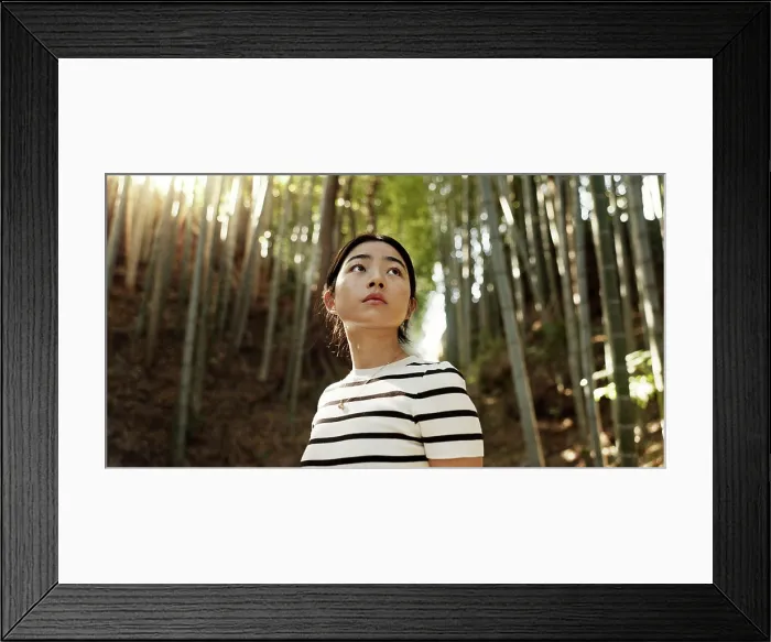 Framed Print : Nature, thinking and Japanese woman in bamboo forest for adventure on holiday Framed Print : Nature, thinking and Japanese woman in bamboo forest for adventure on holiday