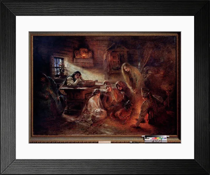 Framed Print : Christmas Eve fortune telling by Makovsky