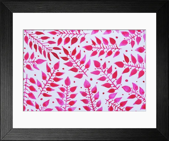 Framed Print : Pink Leaves Background Watercolor Illustration Framed Print : Pink Leaves Background Watercolor Illustration
