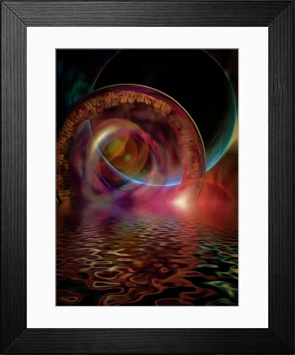 Framed Print : The O'Neill cylinder starship and black planet