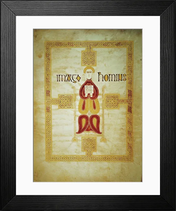 Framed Print : Symbol of Matthew, Imago Hominus from the Echternach Gospels