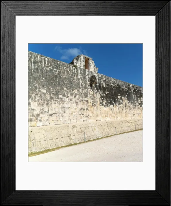 Framed Print : Walls of the ball court with stone hoop, Juego de Pelota, Chichen Itza, Mayan ruins, Yucatan, Mexico