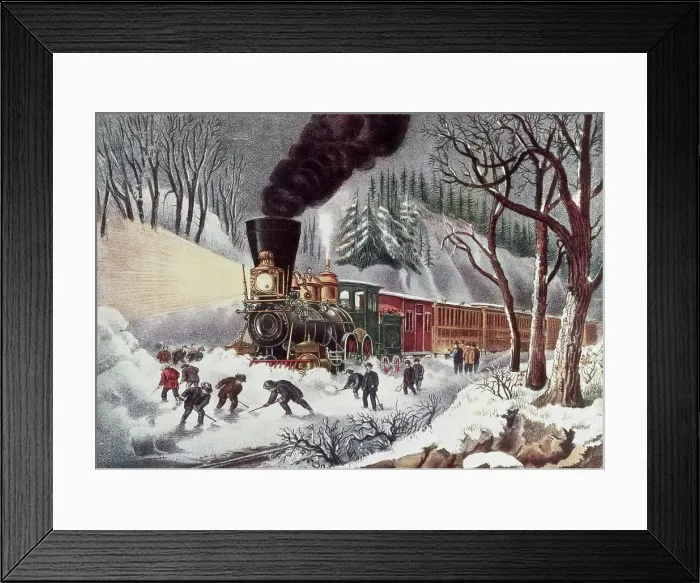 Framed Print : American Railroad Scene Currier & Ives (1834-1907 American) Lithograph