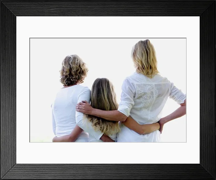 Framed Print : Rear view of a girl standing with her mother and grandmother Framed Print : Rear view of a girl standing with her mother and grandmother