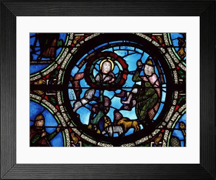 Framed Print : France, Saint-Denis, Church of St. Denis, small section of the Arch of Alliance, stained glass Framed Print : France, Saint-Denis, Church of St. Denis, small section of the Arch of Alliance, stained glass