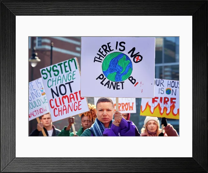 Framed Print : klimaschutz, protest, slogan, klimastreik