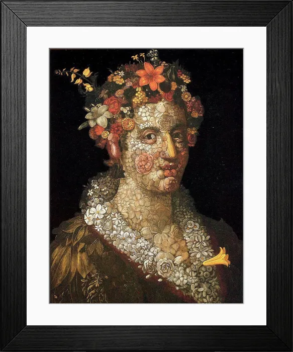 Framed Print : Surreal portrait of woman by Giuseppe Arcimboldo, oil on wood, circa 1591, 1527-1593, Private Collection, 72, 8x56, 3 Framed Print : Surreal portrait of woman by Giuseppe Arcimboldo, oil on wood, circa 1591, 1527-1593, Private Collection, 72, 8x56, 3