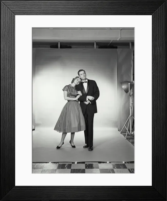Framed Print : Vintage Photograph. Husband and wife walking together. Frame 3 Framed Print : Vintage Photograph. Husband and wife walking together. Frame 3