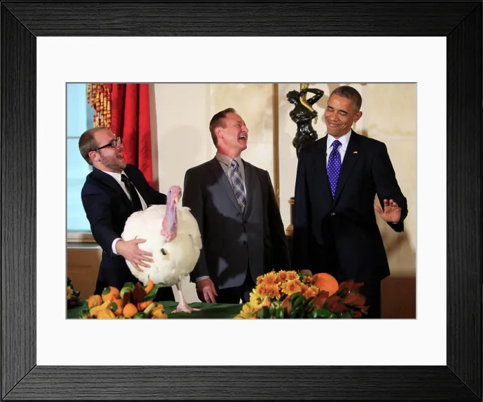 Framed Print : Obama pardons Thanksgiving Turkey 2014