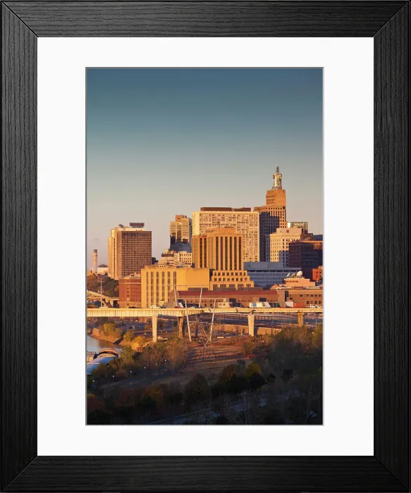 Framed Print : USA, Minnesota, Minneapolis, St. Paul, elevated skyline from Indian Mounds at dawn Framed Print : USA, Minnesota, Minneapolis, St. Paul, elevated skyline from Indian Mounds at dawn