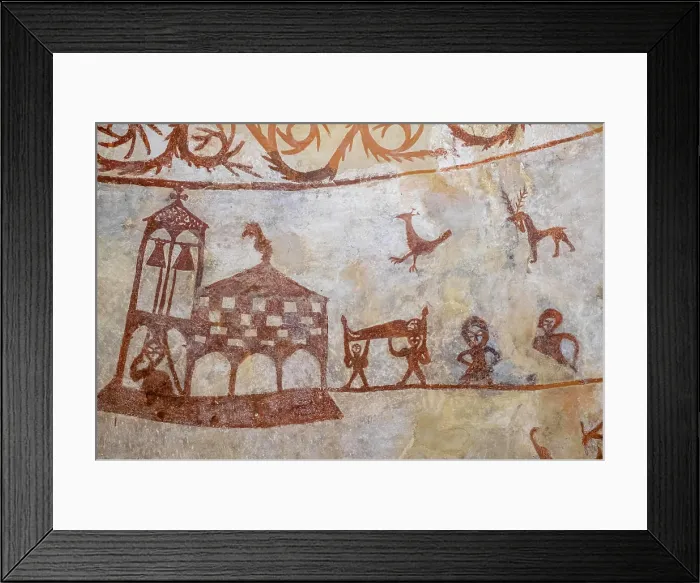 Framed Print : Wandmalereen Multura Pintures, Funera Funer, Church of Our Senora of the Asunción, Allitza, Alava, Spain, Europe