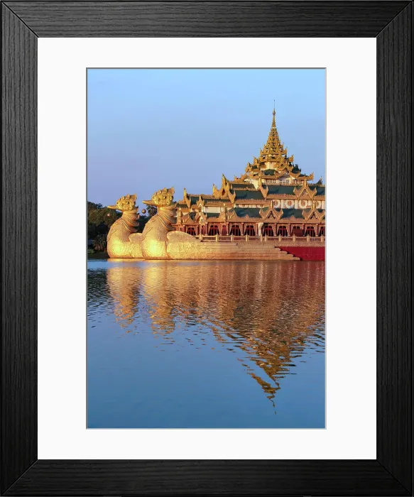 Framed Print : The Karaweik - a replica of a Burmese Royal Barge on Kandawgyi Lake in Yangon in Myanmar Framed Print : The Karaweik - a replica of a Burmese Royal Barge on Kandawgyi Lake in Yangon in Myanmar