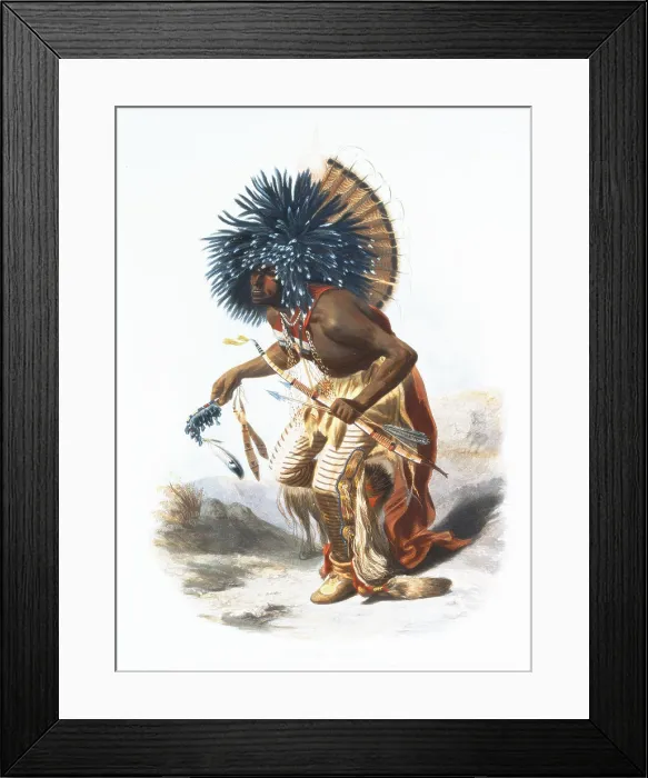 Framed Print : Hidatsa warrior wearing ceremonial costume for the Dog Dance. ca 1839-1841 Framed Print : Hidatsa warrior wearing ceremonial costume for the Dog Dance. ca 1839-1841