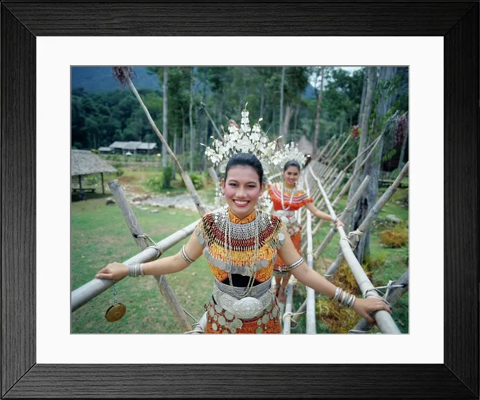 Framed Print : Portrait of two young Iban women dressed in traditional costumes, Sarawak Cultural Village, Sarawak, Malaysia Framed Print : Portrait of two young Iban women dressed in traditional costumes, Sarawak Cultural Village, Sarawak, Malaysia