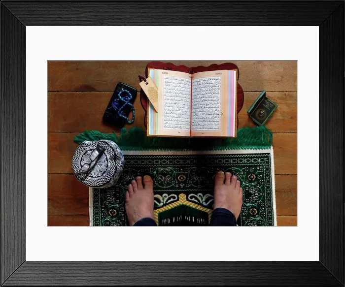 Framed Print : Muslim man pray at home during Ramadan. France Framed Print : Muslim man pray at home during Ramadan. France