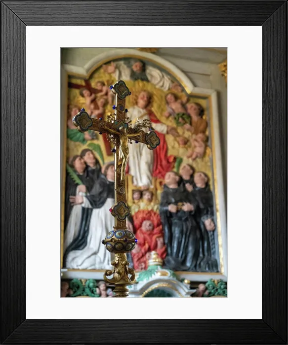 Framed Print : Altar and figures of saints in a Breton church altar and figures in a Breton church Framed Print : Altar and figures of saints in a Breton church altar and figures in a Breton church