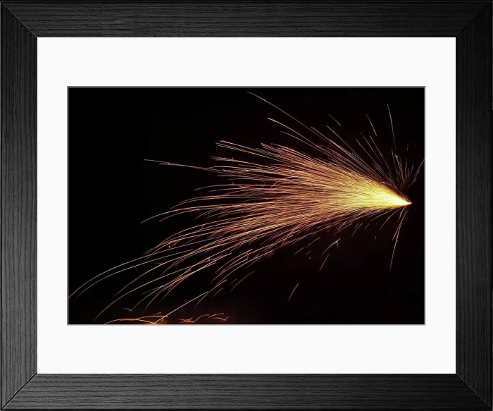 Framed Print : Fantastic sparks in the dark shot Fantastic red and orange sparks in the dark shot
