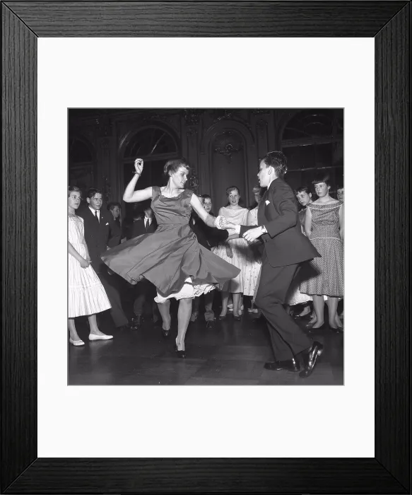 Framed Print : Dancing in the 1950s. A young couple is dancing and moving to the music. Sweden Photo Kristoffersson. Ref CC22-8 Framed Print : Dancing in the 1950s. A young couple is dancing and moving to the music. Sweden Photo Kristoffersson. Ref CC22-8
