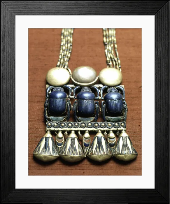 Framed Print : Triple scarab pectoral. Tutankhamun treasure Framed Print : Triple scarab pectoral. Tutankhamun treasure