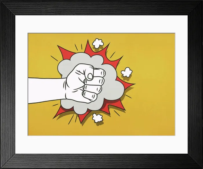 Framed Print : Impact of angry fist