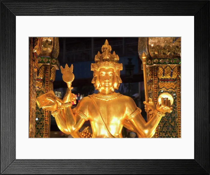 Framed Print : Statue of Hindu God Brahma (Phra Phrom in Thai) in a temple, Erawan Shrine, Bangkok, Thailand Framed Print : Statue of Hindu God Brahma (Phra Phrom in Thai) in a temple, Erawan Shrine, Bangkok, Thailand