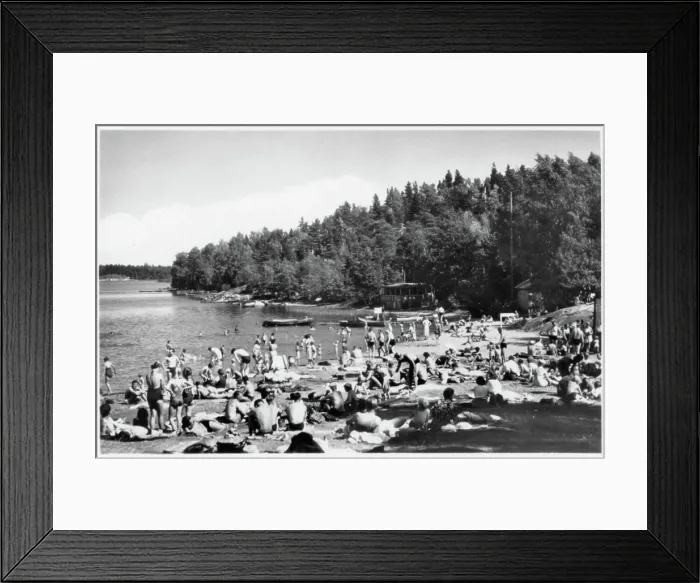 Framed Print : Bathing beach with bathers Framed Print : Bathing beach with bathers