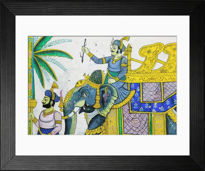Framed Print : INDIA, Rajasthan, Udaipur: City Palace, the largest Palace Complex in Rajasthan, Wall Mural with Elephant Framed Print : INDIA, Rajasthan, Udaipur: City Palace, the largest Palace Complex in Rajasthan, Wall Mural with Elephant