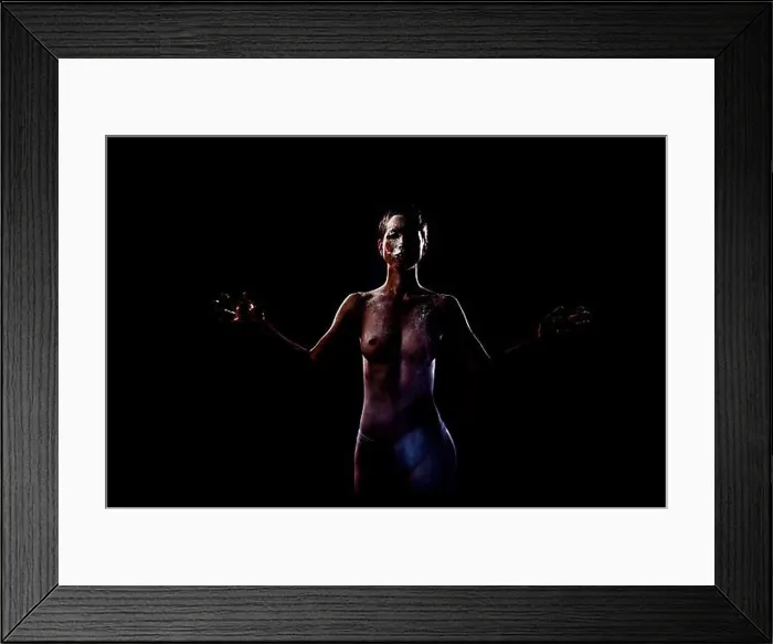 Framed Print : Upright female nude with flour