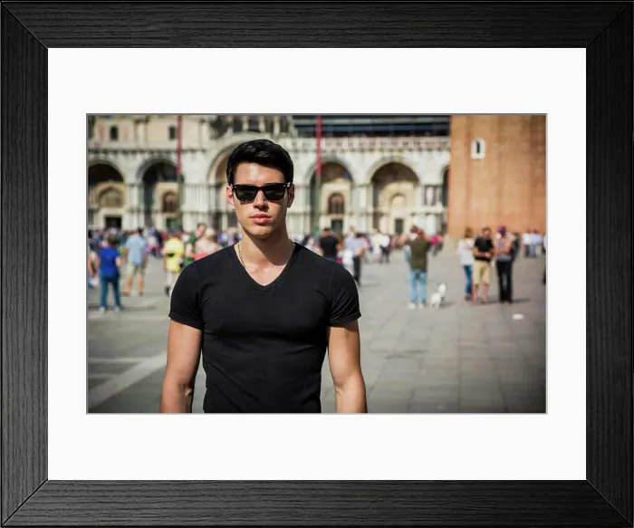 Framed Print : Young Man in San Marco Square in Venice
