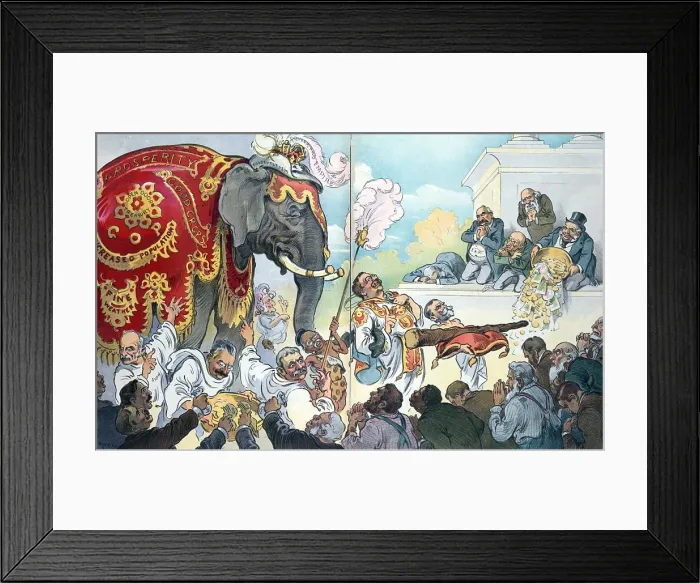 Framed Print : The sacred elephant A procession led by vice-presidential candidate Charles W Framed Print : The sacred elephant A procession led by vice-presidential candidate Charles W