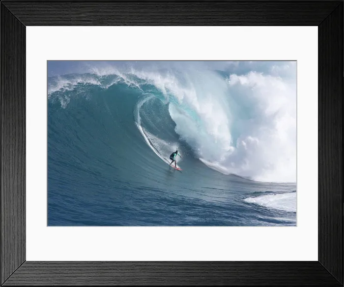 Framed Print : Hawaii, Maui, Yuri Farrant surfs huge wave at Jaws, aka Peahi Framed Print : Hawaii, Maui, Yuri Farrant surfs huge wave at Jaws, aka Peahi