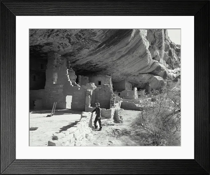 Framed Print : Vintage photograph. Prehistoric cliff dwellings at Mesa Verde, Colorado