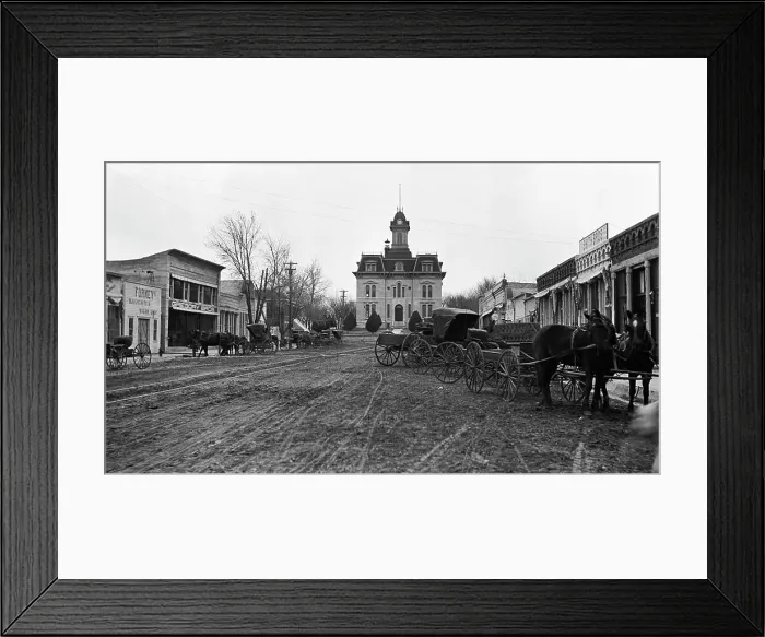 Framed Print : 1910 MAIN STREET OF COTTONWOOD FALLS KANSAS & CHASE COUNTY COURTHOUSE DESIGNED BY KANSAS STATE CAPITAL ARCHITECT JOHN G Framed Print : 1910 MAIN STREET OF COTTONWOOD FALLS KANSAS & CHASE COUNTY COURTHOUSE DESIGNED BY KANSAS STATE CAPITAL ARCHITECT JOHN G
