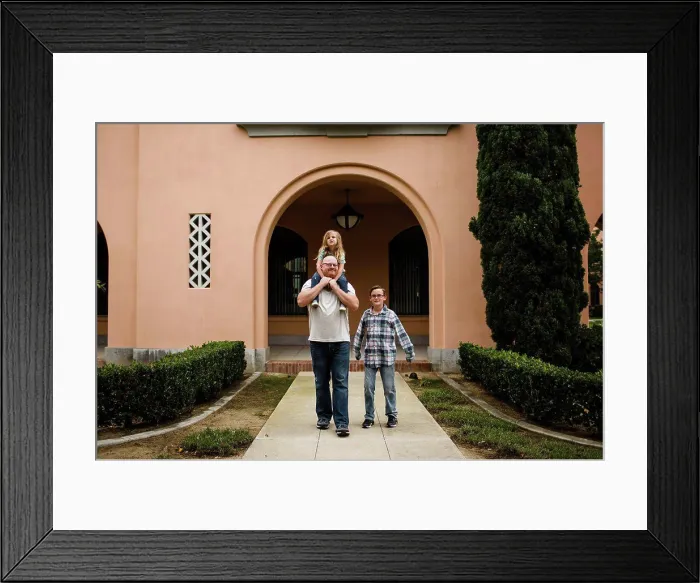 Framed Print : Dad Walking with Kids at Liberty Station in San Diego Framed Print : Dad Walking with Kids at Liberty Station in San Diego