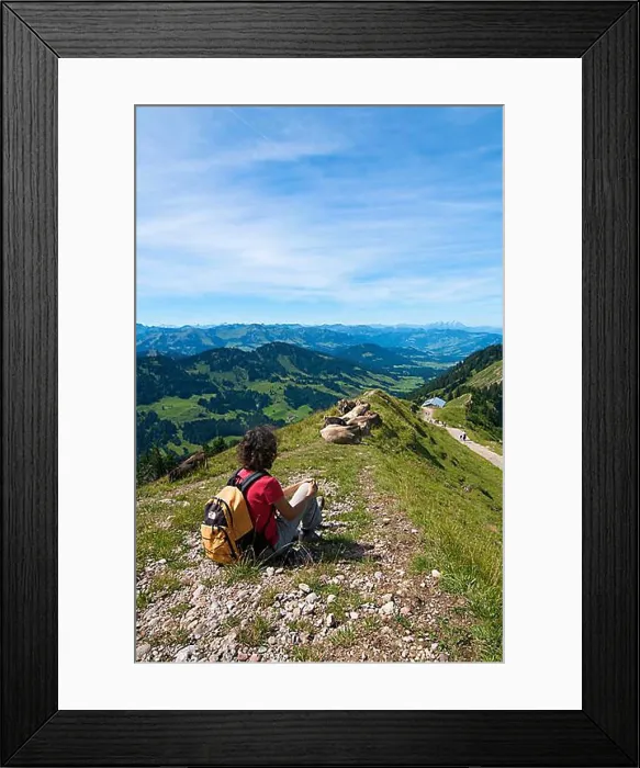 Framed Print : Hiker, Mt. Hochgrat in Oberstaufen, looking west, Allgaeu, Bavaria, Germany, Europe Framed Print : Hiker, Mt. Hochgrat in Oberstaufen, looking west, Allgaeu, Bavaria, Germany, Europe