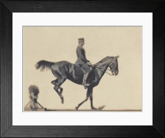 Framed Print : Platinotype photograph of a show rider captured by Ottomar Anschütz around 1890, presented on two cardboard mounts Framed Print : Platinotype photograph of a show rider captured by Ottomar Anschütz around 1890, presented on two cardboard mounts