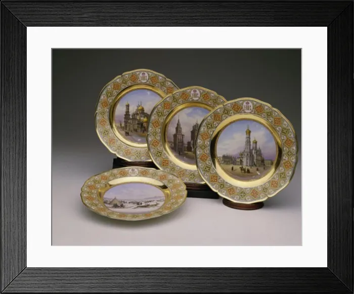 Framed Print : Plates, KPM Porcelain Cabinet with Russian Scenes Antiques-Housewares Framed Print : Plates, KPM Porcelain Cabinet with Russian Scenes Antiques-Housewares