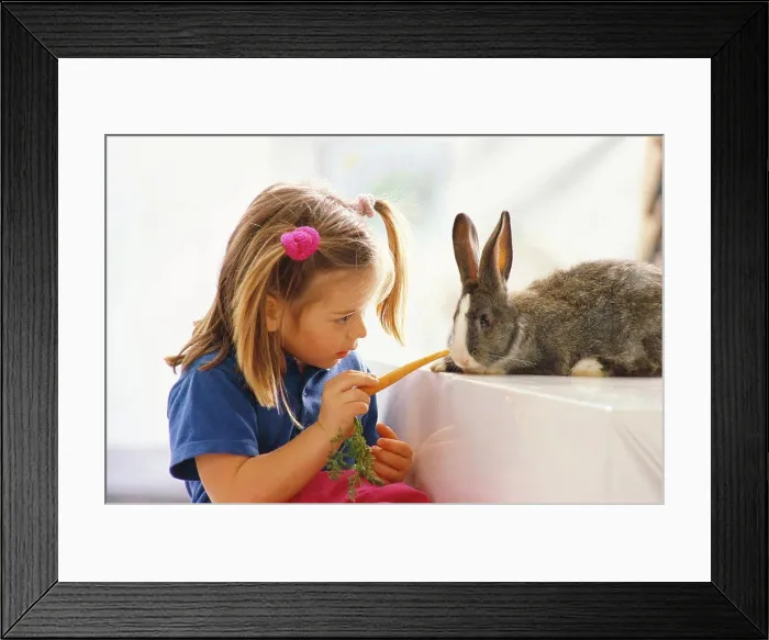 Framed Print : Girl with Rabbit