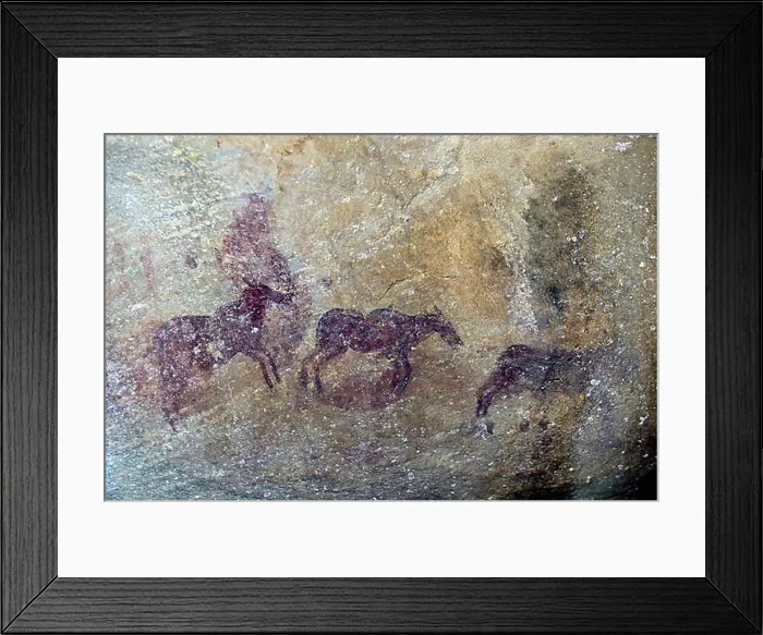 Framed Print : Ancient rock art, drawings of the San people