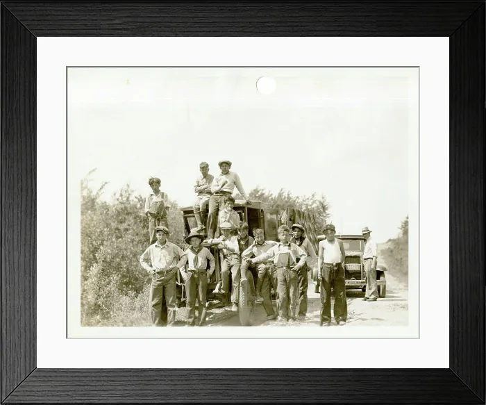 Framed Print : Group of Boys Sitting on Old Truck Framed Print : Group of Boys Sitting on Old Truck