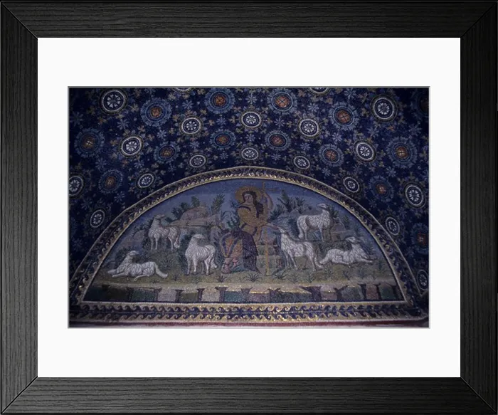 Framed Print : ITALY, RAVENNA, MAUSOLEUM OF GALLA PLACIDIA, 425 AD, MOSAIC OF THE GOOD SHEPHERD Framed Print : ITALY, RAVENNA, MAUSOLEUM OF GALLA PLACIDIA, 425 AD, MOSAIC OF THE GOOD SHEPHERD