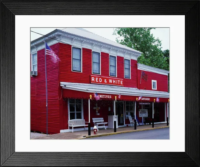 Framed Print : USA, Texas, Gayette County, Fayetteville, Red and White Store