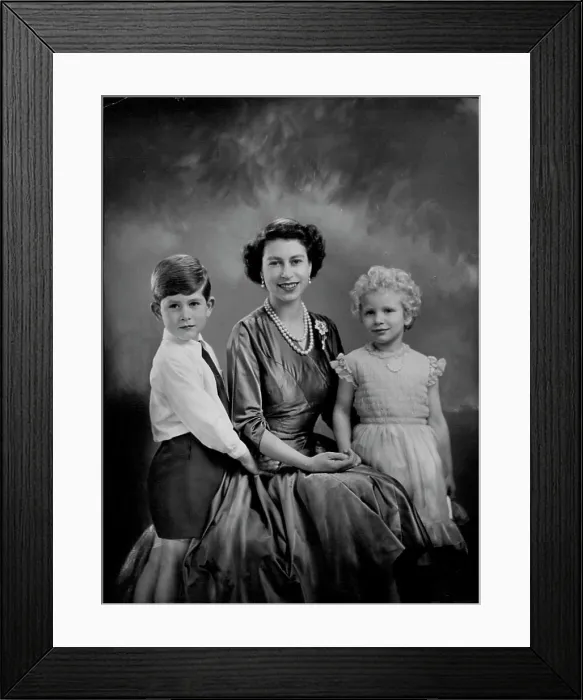 Framed Print : H.M. The Queen With H.R.H. Prince Charles And H