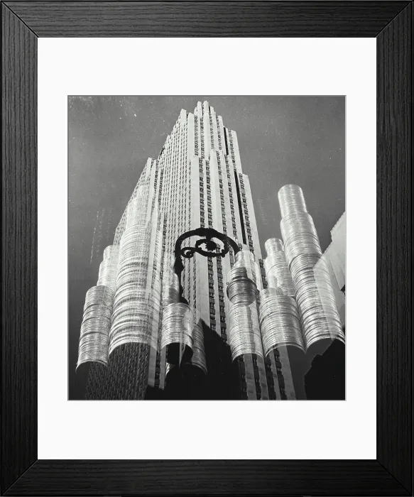Framed Print : Vintage photograph. Photo illustration showing stacks of coins along with photo of Rockefeller Center in New York City Framed Print : Vintage photograph. Photo illustration showing stacks of coins along with photo of Rockefeller Center in New York City