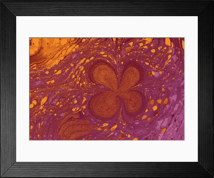 Framed Print : Ebru marbling floral patterns.. Unique art Liquid marbling