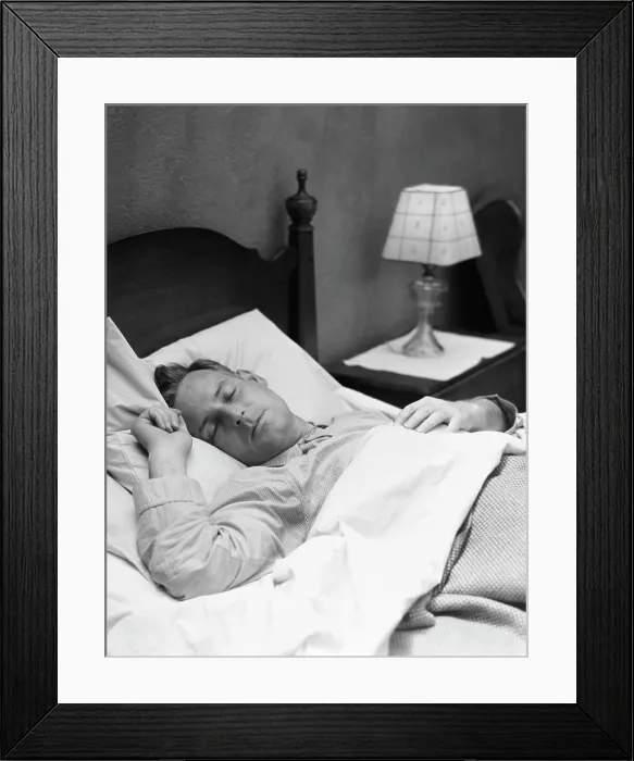 Framed Print : 1930S Man Sleeping Asleep In Bedroom Framed Print : 1930S Man Sleeping Asleep In Bedroom