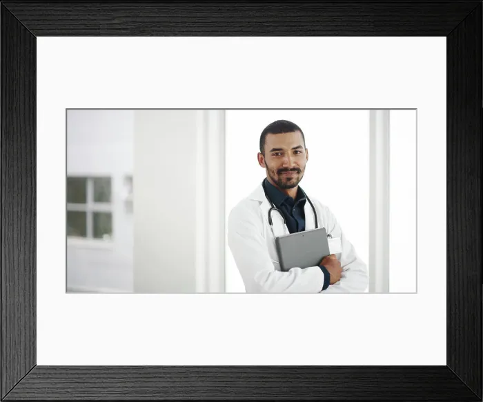 Framed Print : Hospital, portrait and doctor with tablet